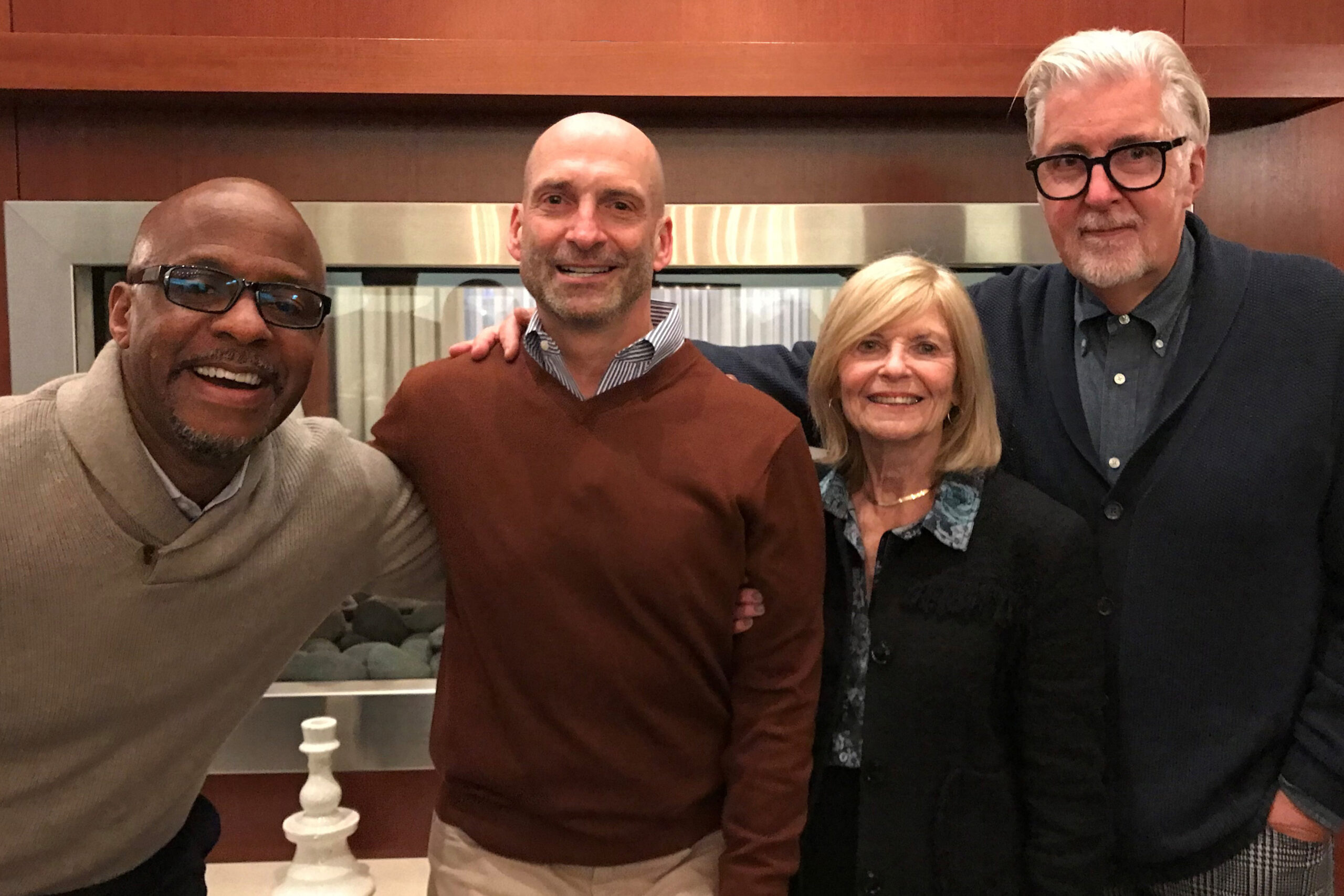 Arts Midwest President & CEO Torrie Allen, Emeritus Board Members Peter Capell and Rhoda Pierce, and President Emeritus David Fraher pose for a picture.
