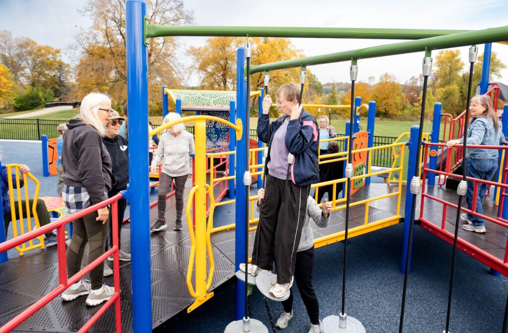 Older people playing at the playground