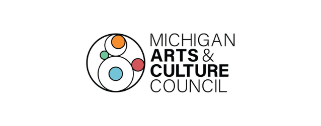 The logo for the Michigan Arts & Culture Council, a large circle containing several smaller circles, some colorful and some white.